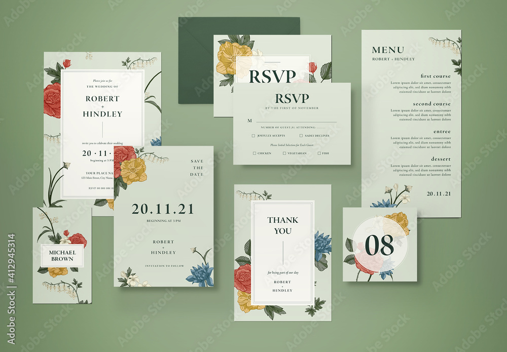 Wedding Invitation Layout 2 Stock Template | Adobe Stock
