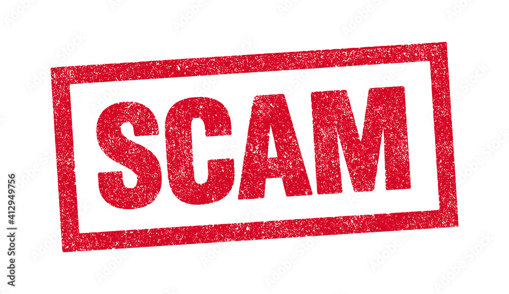 Vector illustration of the word Scam in red ink stamp Vector illustration of the word Scam in red ink stamp