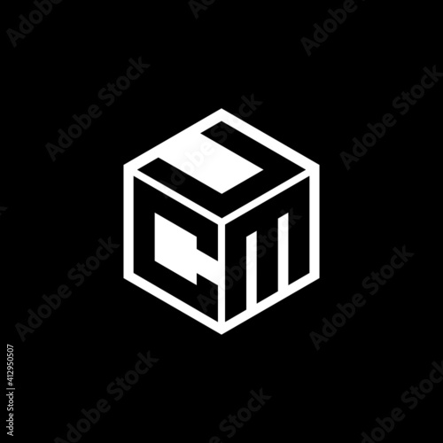 CMU letter logo design with black background in illustrator, cube logo, vector logo, modern alphabet font overlap style. calligraphy designs for logo, Poster, Invitation, etc.
