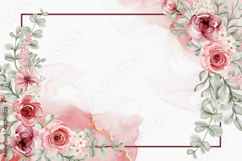beautiful blooming flower leaves pink background
