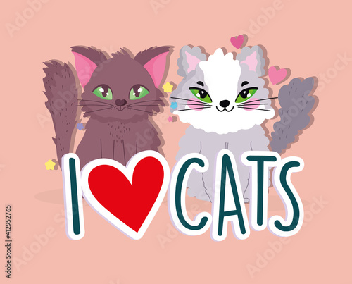 I love cats, cute animals pet feline cartoon