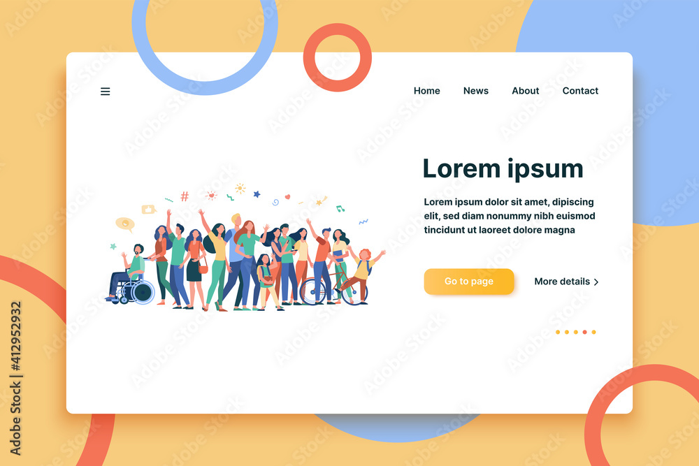 Multicultural people standing together isolated flat vector ...