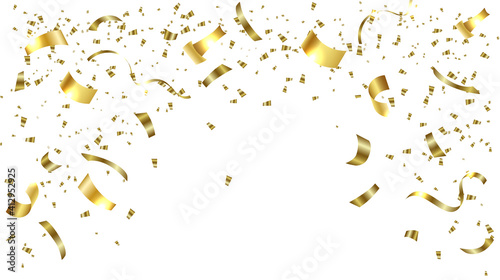 Gold confetti celebration.Gold confetti falling festive decoration for birthday party celebration.