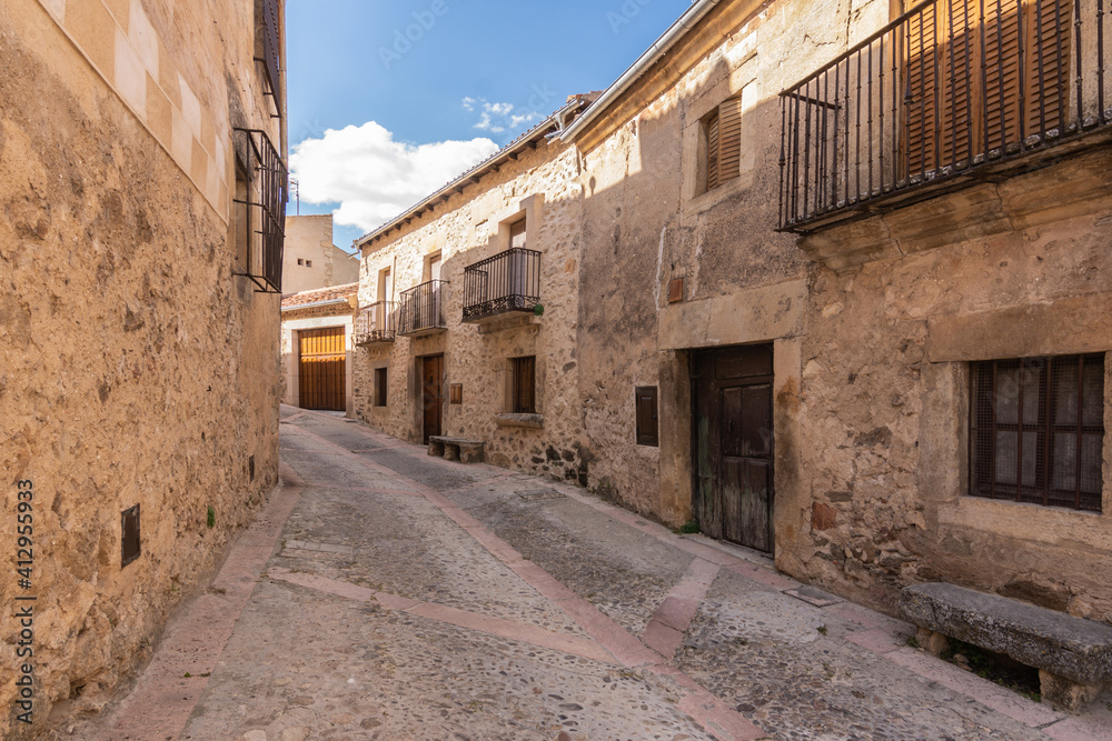 Streets of the medieval town of Pedraza in the province of Segovia (Spain)