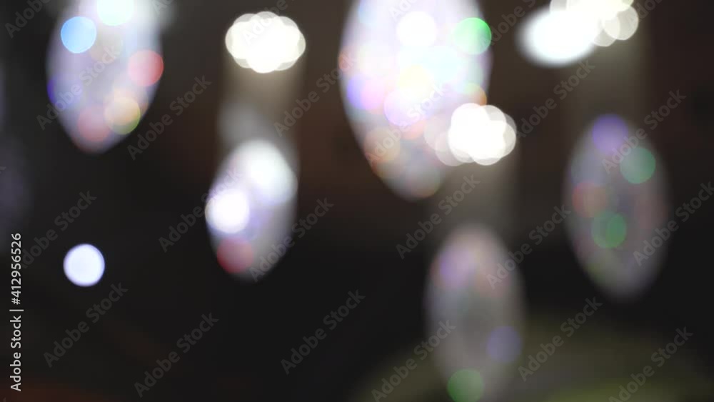 Wedding hall chandelier out of focus