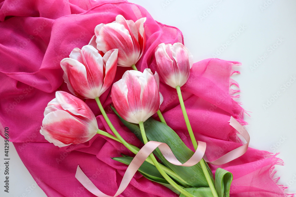 spring bouquet of tulips. beautiful bouquet of tulips and space for text spring bouquet of tulips. beautiful bouquet of tulips and space for text