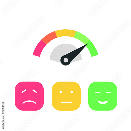 Customer icon emotions satisfaction meter with different emoji on white. Vector illustration 