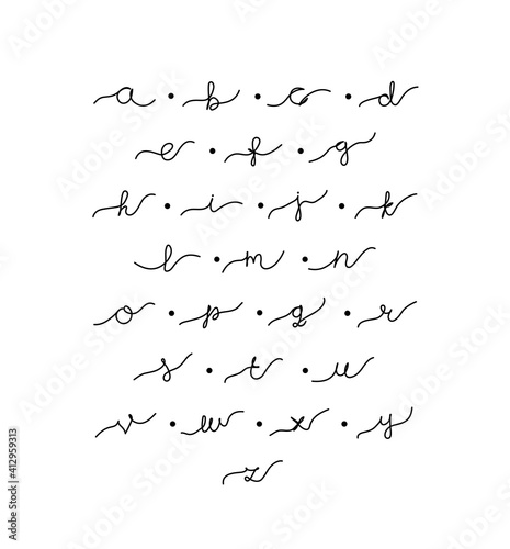 English alphabet letters. Continuous one line drawing. Minimalist design style. Vector illustration.