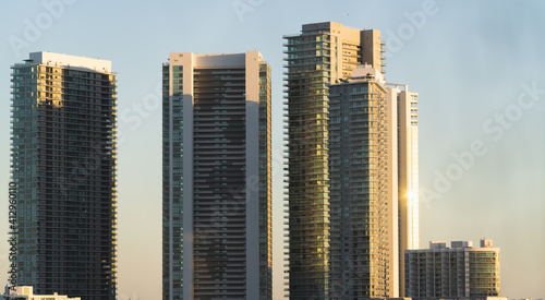 skyscrapers at sunset Miami Florida beautiful architecture 