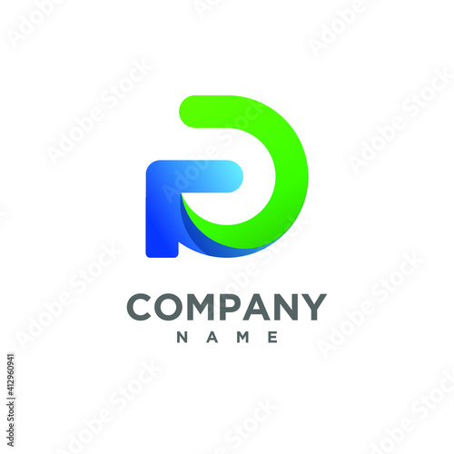 icon B P, green and blue icon,  for industrial technology and construction, simple modern and clean.
