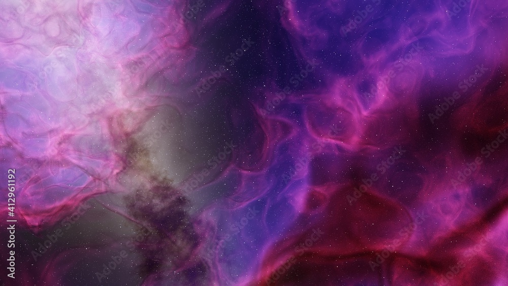 Obraz premium colorful space background with stars, nebula gas cloud in deep outer space, science fiction illustrarion 3d render