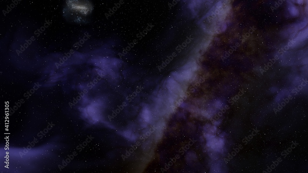 colorful space background with stars, nebula gas cloud in deep outer space, science fiction illustrarion 3d render