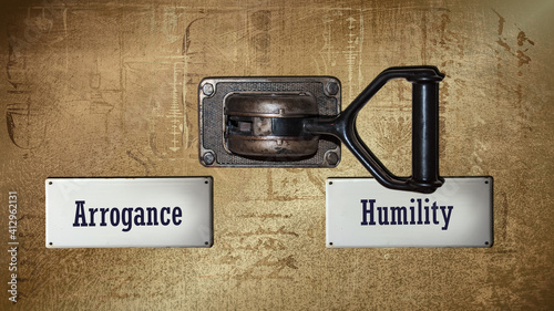 Street Sign to Humility versus Arrogance