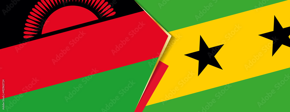 Malawi and Sao Tome and Principe flags, two vector flags. Malawi and Sao Tome and Principe flags, two vector flags.