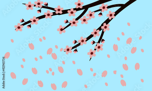 桜と花吹雪