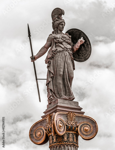 Athena marble statue, the ancient goddess of science and knowledge, Athens Greece photo