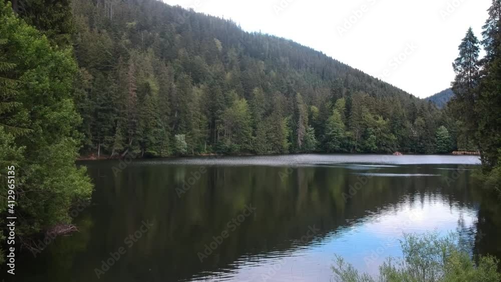 Lake Synevyr Ukraine taken by lot from a drone surrounded by a coniferous forest Lake Synevyr Ukraine taken by lot from a drone surrounded by a coniferous forest