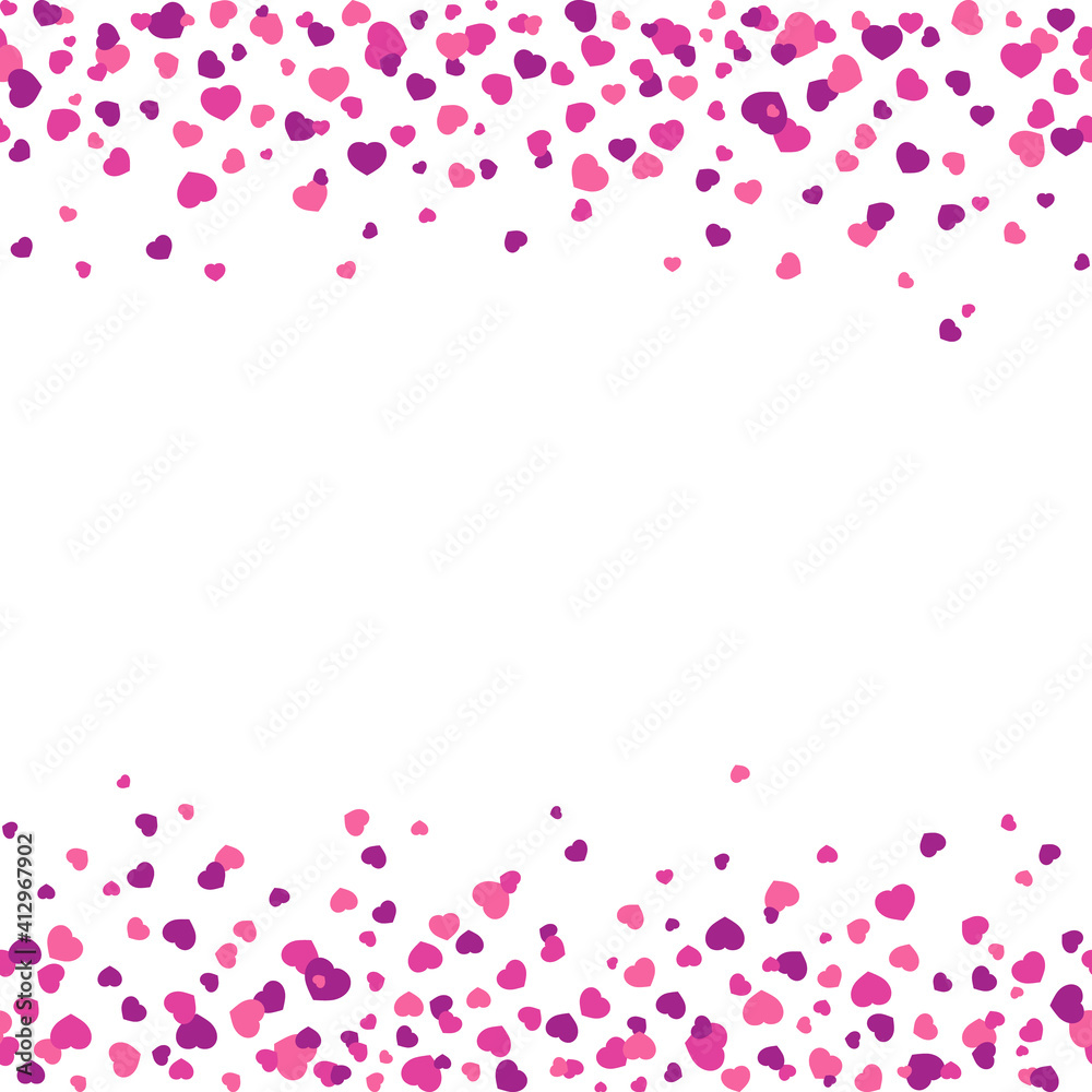 background with pink and purple hearts on white. vector illustration.