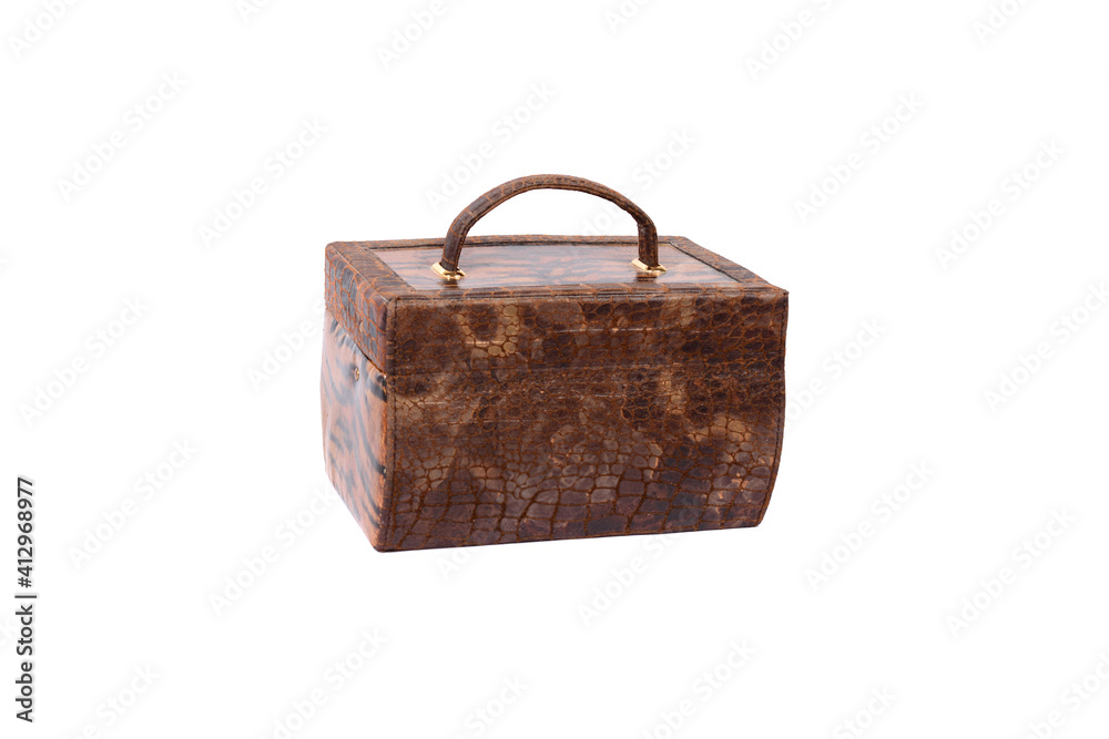 ladies' leather-covered chests for jewelry. isolated on white background. ladies' leather-covered chests for jewelry. isolated on white background.
