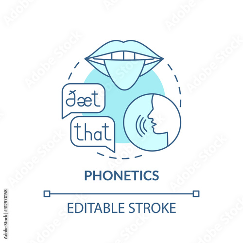 Phonetics concept icon. Language learning category idea thin line illustration. Acoustic qualities. Human sounds study. Speech sounds. Vector isolated outline RGB color drawing. Editable stroke