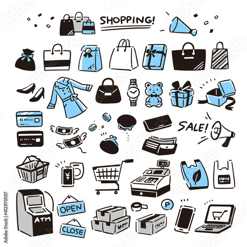 シンプルな手描きの買い物アイコン