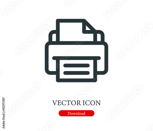 printer vector icon.  Editable stroke. Linear symbol for use on web and mobile apps, logo, Print media. Line illustration. Vector isolated on white  background © Rovshan