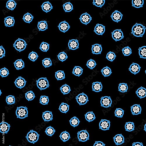 Line Outsourcing concept icon isolated seamless pattern on black background. Cooperation sign. Idea of teamwork and investment. Vector.