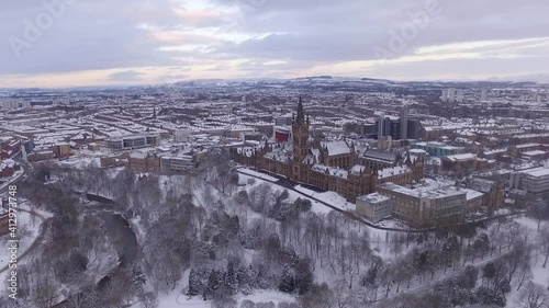 Aerial shot of glasgow West End and Glasgow University photo