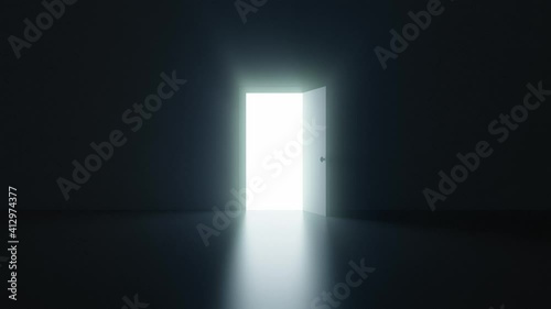 Wallpaper Mural 3D animation - Leaving the darkness through a door that opens into the light Torontodigital.ca