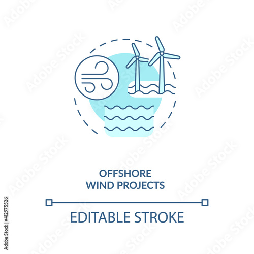 Meet of humanity energy demand concept icon. Selection wind energy to generating electricity idea thin line illustration. Vector isolated outline RGB color drawing. Editable stroke