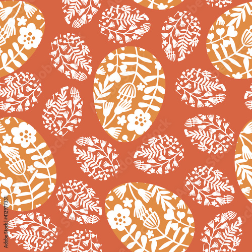 Easter seamless pattern with decorative eggs. Vector illustration.