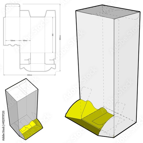 Dispenser Box and Die-cut Pattern. The .eps file is full scale and fully functional. Prepared for real cardboard production.