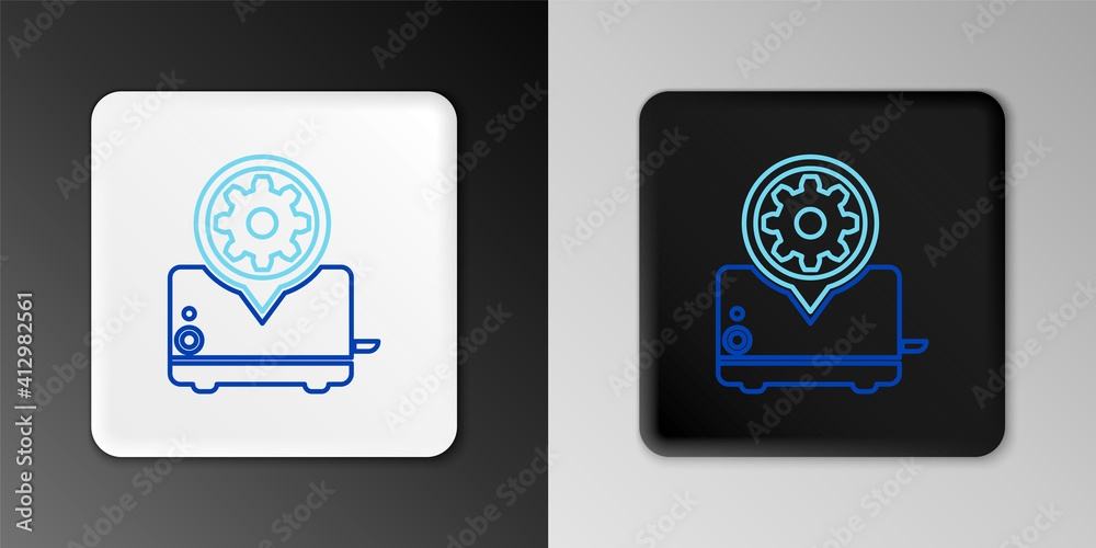 Line Toaster and gear icon isolated on grey background. Adjusting app, service concept, setting options, maintenance, repair, fixing. Colorful outline concept. Vector.