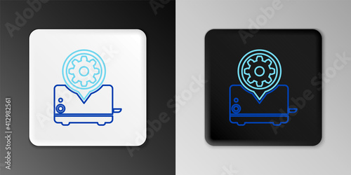 Line Toaster and gear icon isolated on grey background. Adjusting app, service concept, setting options, maintenance, repair, fixing. Colorful outline concept. Vector.