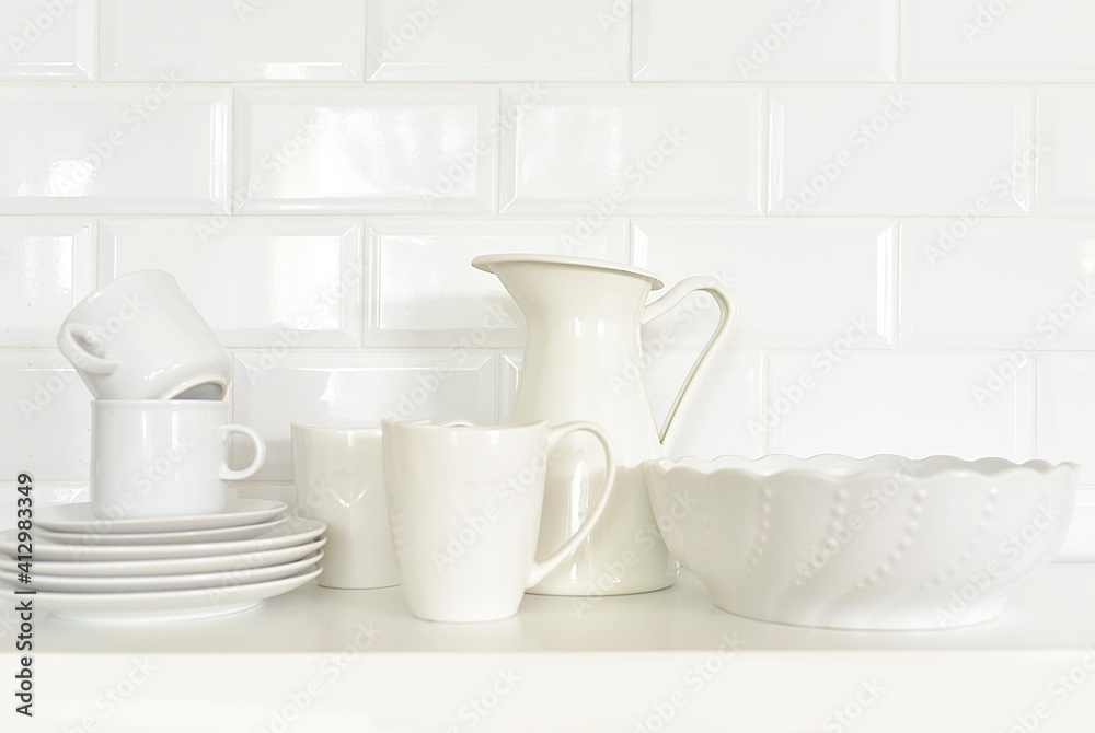 white kitchen utensils on a white background in the kitchen white kitchen utensils on a white background in the kitchen