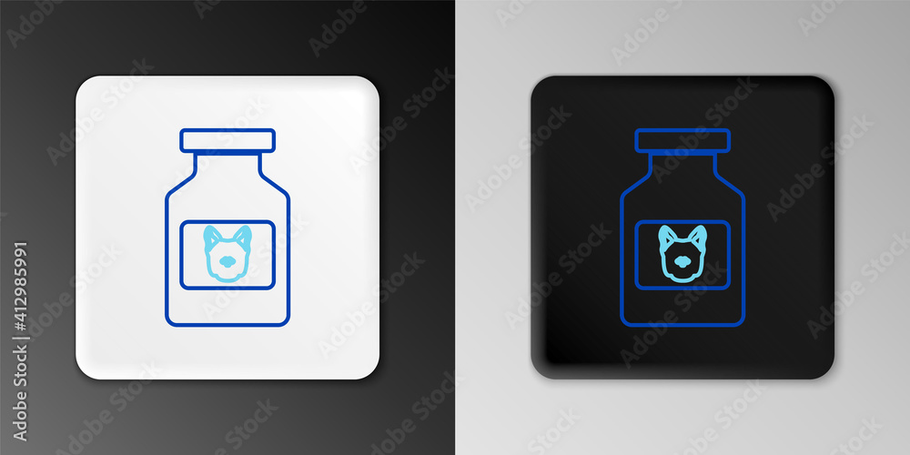 Line Dog medicine bottle icon isolated on grey background. Container with pills. Prescription medicine for animal. Colorful outline concept. Vector. Line Dog medicine bottle icon isolated on grey background. Container with pills. Prescription medicine for animal. Colorful outline concept. Vector.