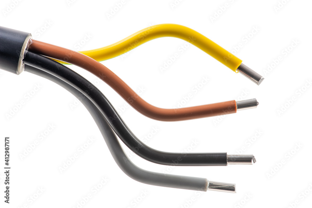 Aluminum power cable isolated on white background Aluminum power cable isolated on white background