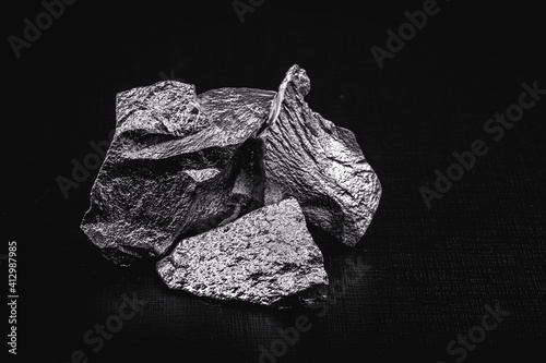 pure silicon stones isolated on black background