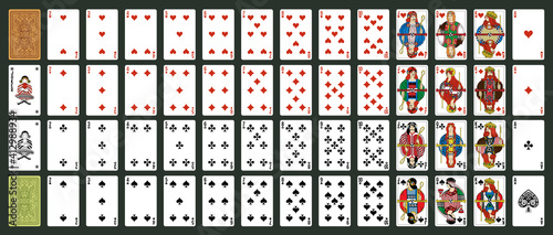 Irland playing cards, simplified version. Poker set with isolated cards. Poker playing cards, full deck.