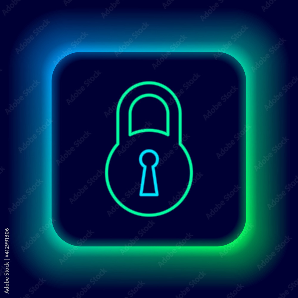 Glowing neon line Lock icon isolated on black background. Padlock sign. Security, safety, protection, privacy concept. Colorful outline concept. Vector. Glowing neon line Lock icon isolated on black background. Padlock sign. Security, safety, protection, privacy concept. Colorful outline concept. Vector.
