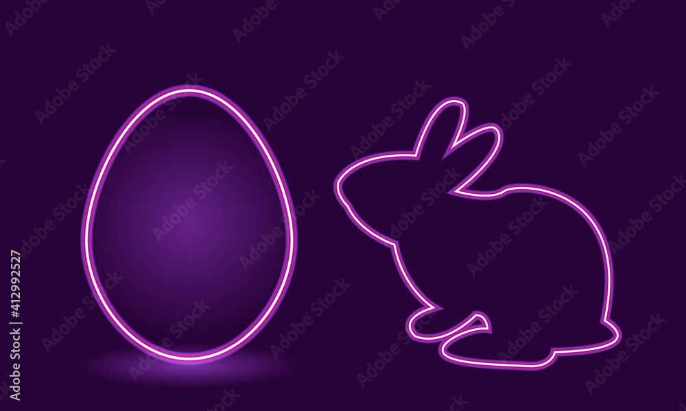 neon bunny with easter egg