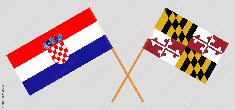 Crossed flags of Croatia and the State of Maryland