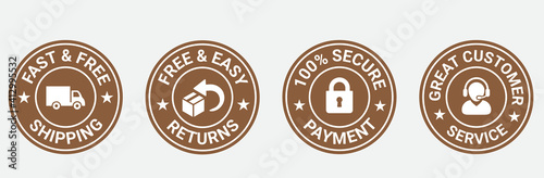 fast & free shipping, easy returns, secure payment, customer service, Money back guarantee, Free Shipping Trust Badges ,Trust Badges