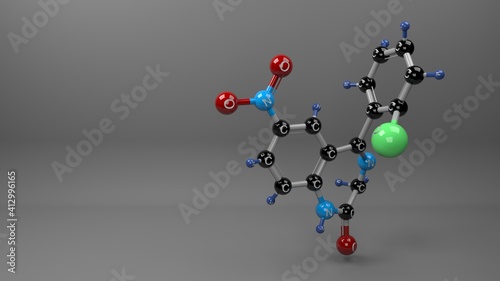 Clonazepam molecule. Molecular structure of klonopin, benzodiazepine anticonvulsant used as adjunctive therapy in management of epilepsy and panic disorder. Footage available. photo