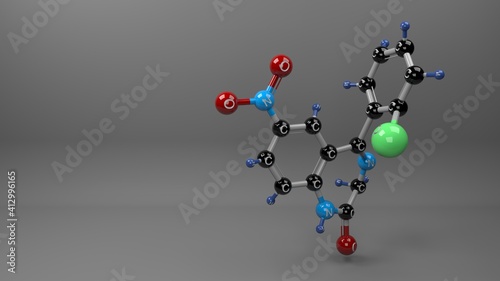 Clonazepam molecule. Molecular structure of klonopin, benzodiazepine anticonvulsant used as adjunctive therapy in management of epilepsy and panic disorder. Footage available.