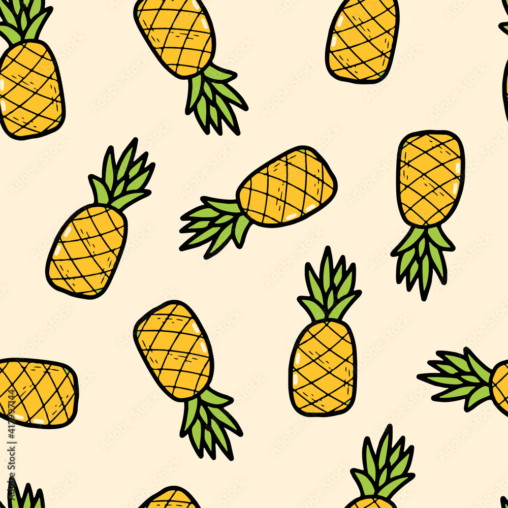 summer seamless pattern with pineapples for prints, wrapping paper, wallpaper, packaging, textile, posters, etc. summer seamless pattern with pineapples for prints, wrapping paper, wallpaper, packaging, textile, posters, etc.