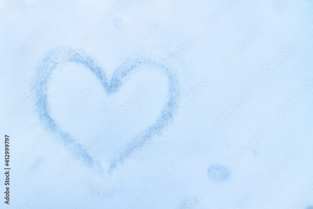 Heart painted in the snow. Copy space Heart painted in the snow. Copy space