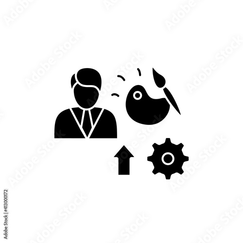 Talents development glyph icon. Personal growth concept. Self improvement and talent acquisition.Personal strengths, ascuirements. Filled flat sign. Isolated silhouette vector illustration