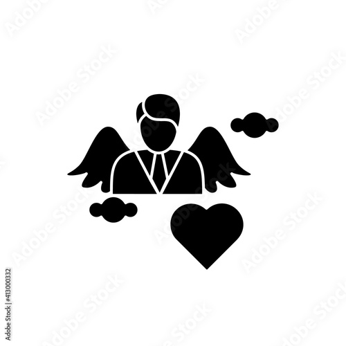 Spiritual identity glyph icon. Personal growth concept. Self identity. Meaning and ultimate existence purpose . Growth plan. Filled flat sign. Isolated silhouette vector illustration