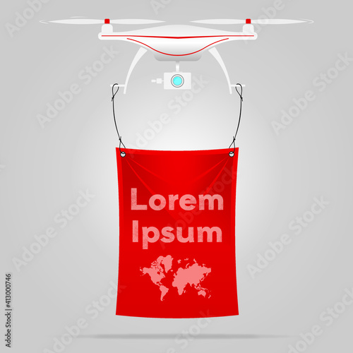 Aerial advertising drone with banner